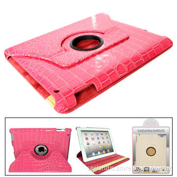 Rotating Leather Case for iPad 2, with Function of Stand, Protects from Scratches